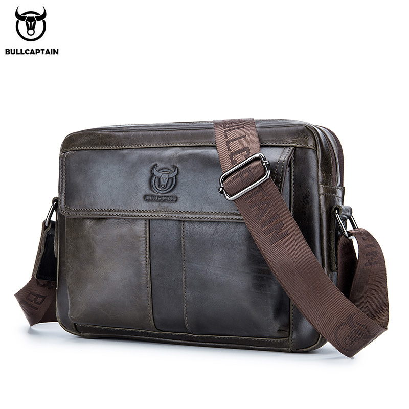 Leather Briefcase - BULLCAPTAIN Genuine Leather Men's Crossbody Bag