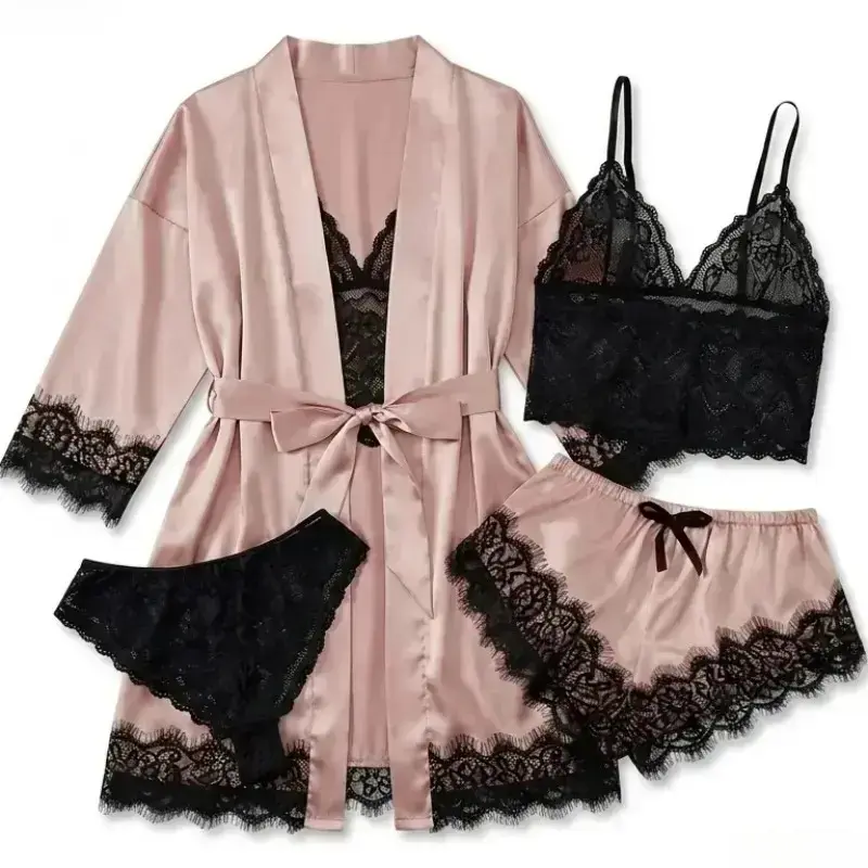 Luxury Gift Set - Women's 4-Piece Satin Pajama Sets -