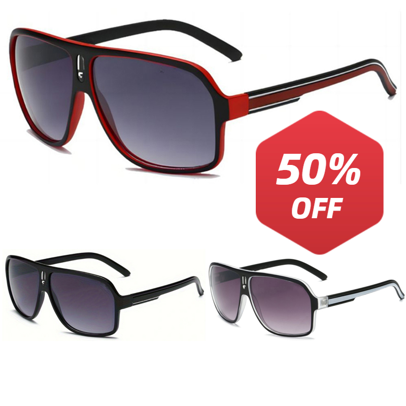Sunglasses Uv400 - Large curved retro style fashionable glasses,