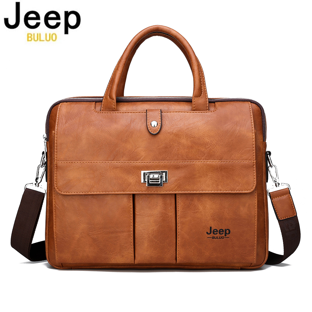 Leather Briefcase - Jeep Buluo Men's Leather Briefcase 14