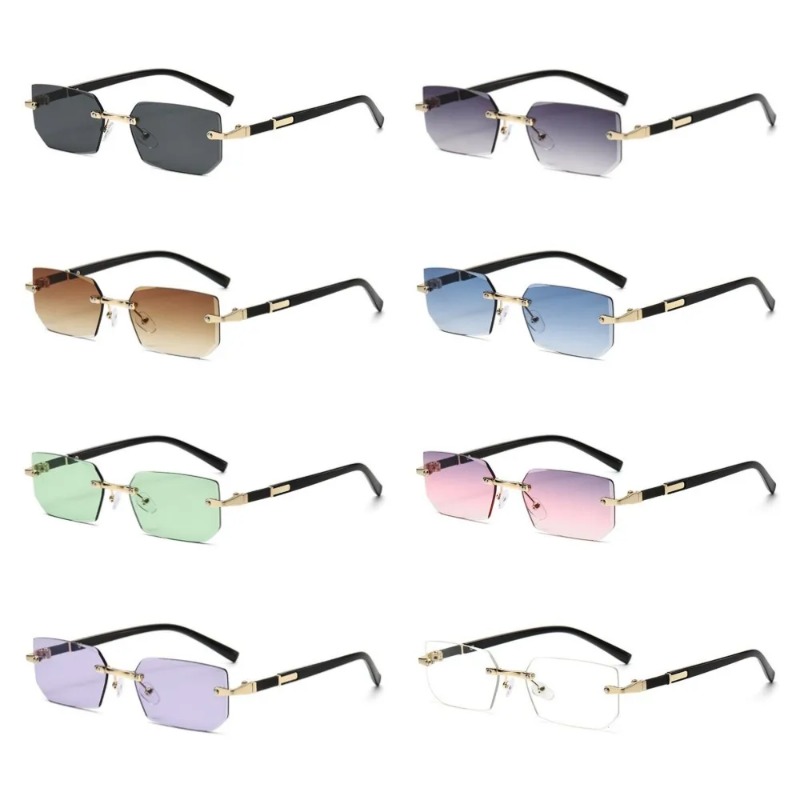 Sunglasses Uv400 - Rimless Cut Edge Rectangle Sunglasses Unisex