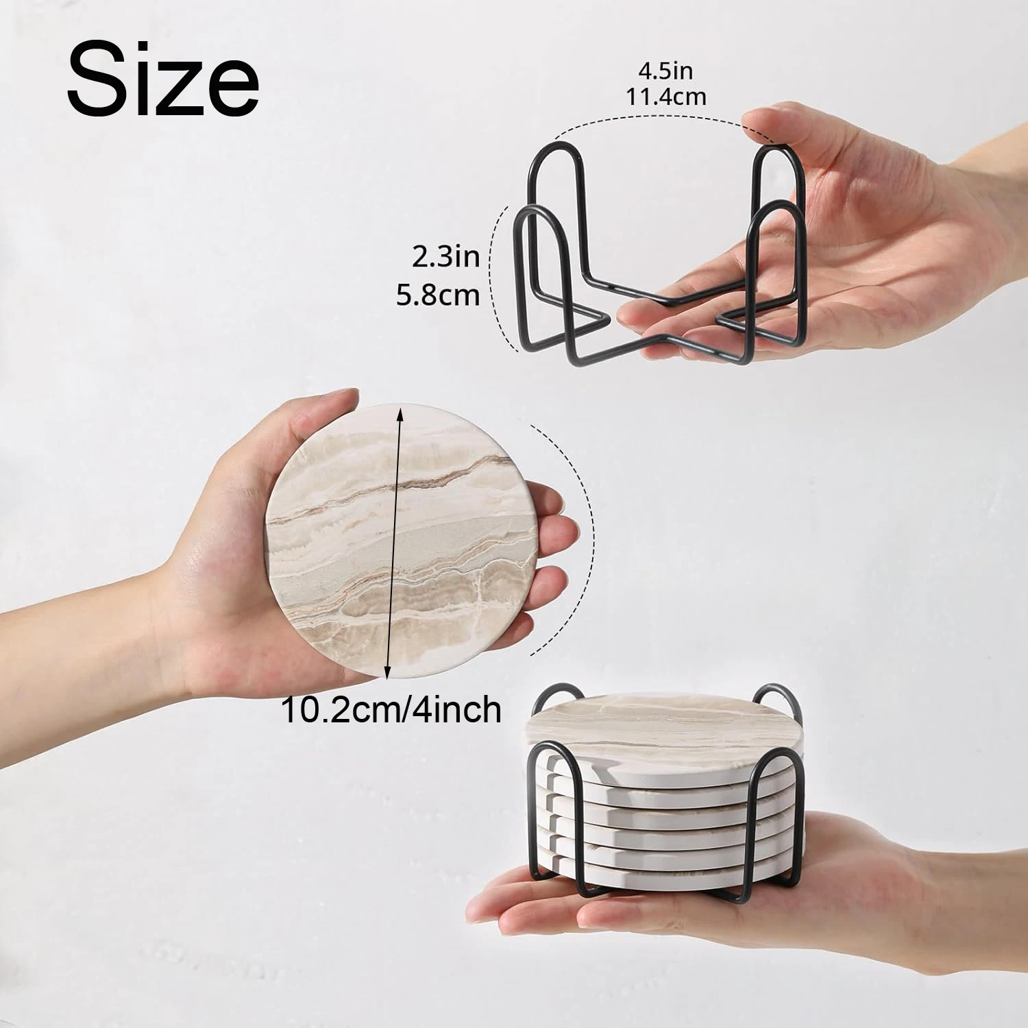 6Pcs Beverage Coaster Set with - Marble Coaster Set ulasan dan harga