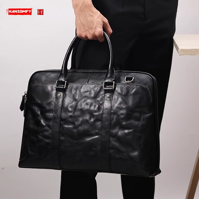 2025 New Genuine Leather Men's - Leather Briefcase ulasan dan harga