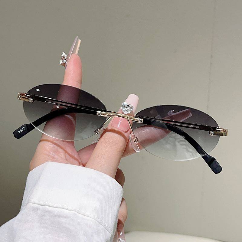 Rimless Oval Sunglasses Women  - Sunglasses Uv400 ulasan dan harga