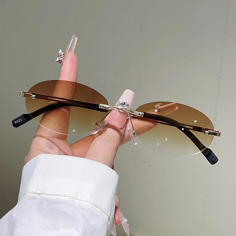 Rimless Oval Sunglasses Women  - Sunglasses Uv400 ulasan dan harga