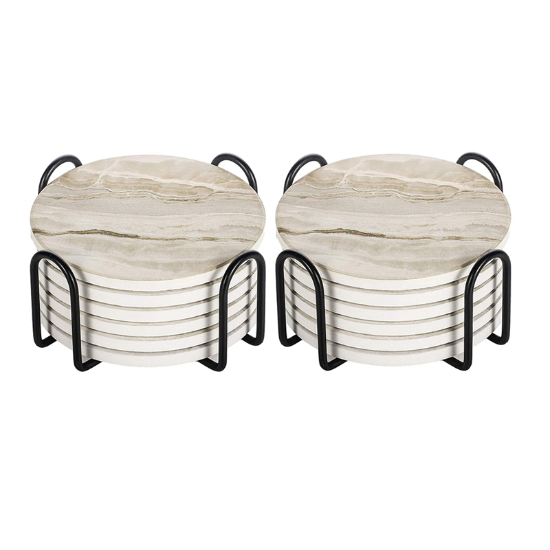 AT05-Absorbent Coaster Sets Ma - Marble Coaster Set ulasan dan harga