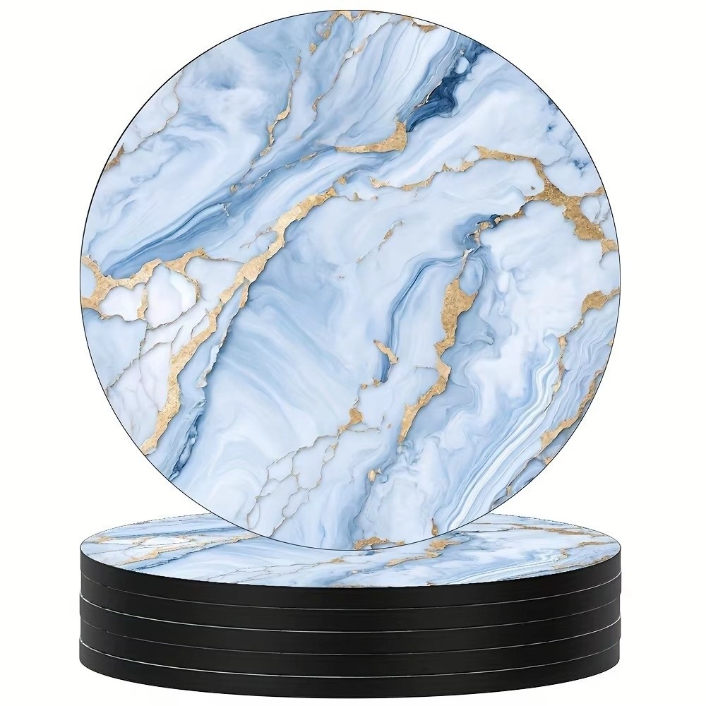 6pcs 4 Inch Drink Coasters Set - Marble Coaster Set ulasan dan harga