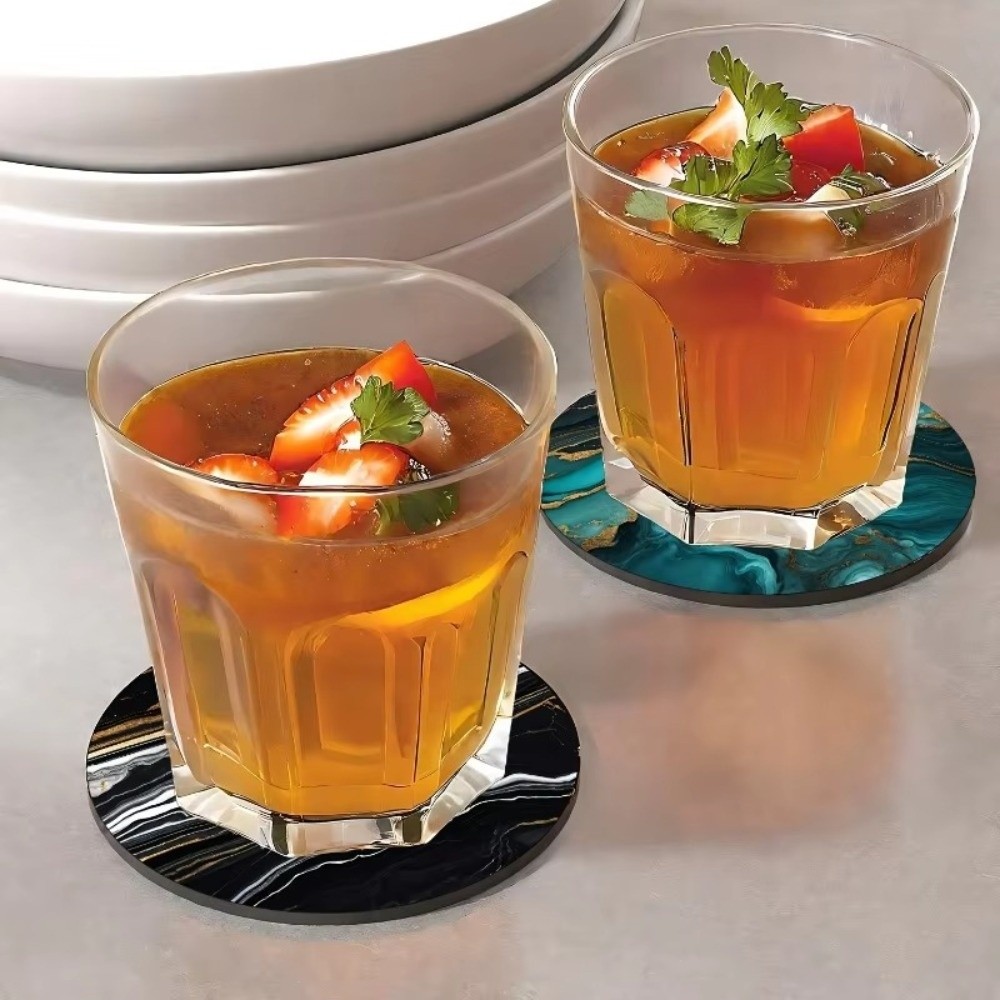 6pcs 4 Inch Drink Coasters Set - Marble Coaster Set ulasan dan harga