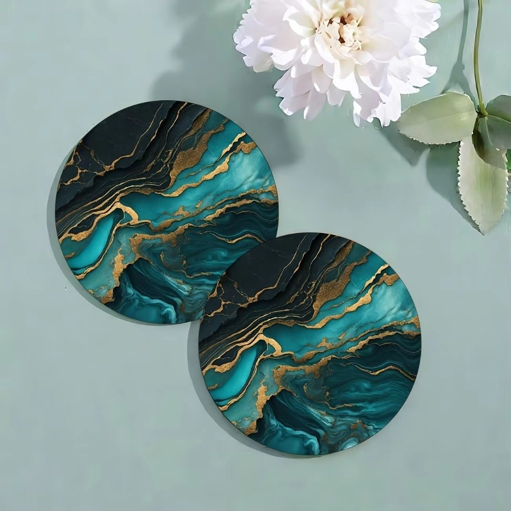 6pcs 4 Inch Drink Coasters Set - Marble Coaster Set ulasan dan harga