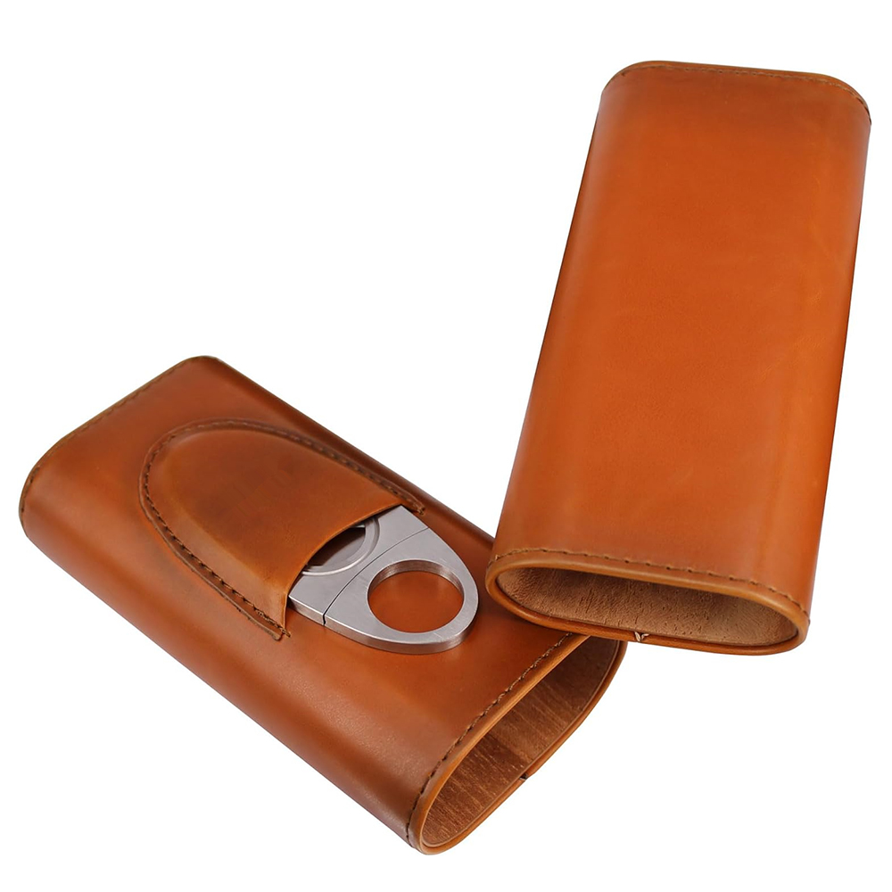 LMETJMA 3-Finger Leather Cigar - Premium Cigar Case ulasan dan harga