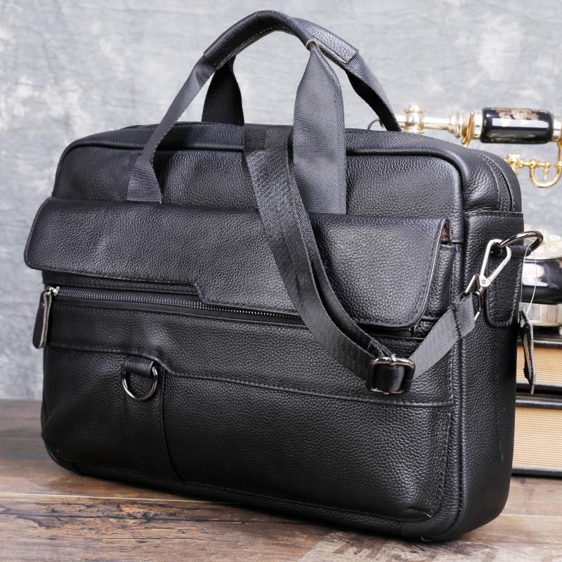 Large Men's Genuine Leather Ha - Leather Briefcase ulasan dan harga