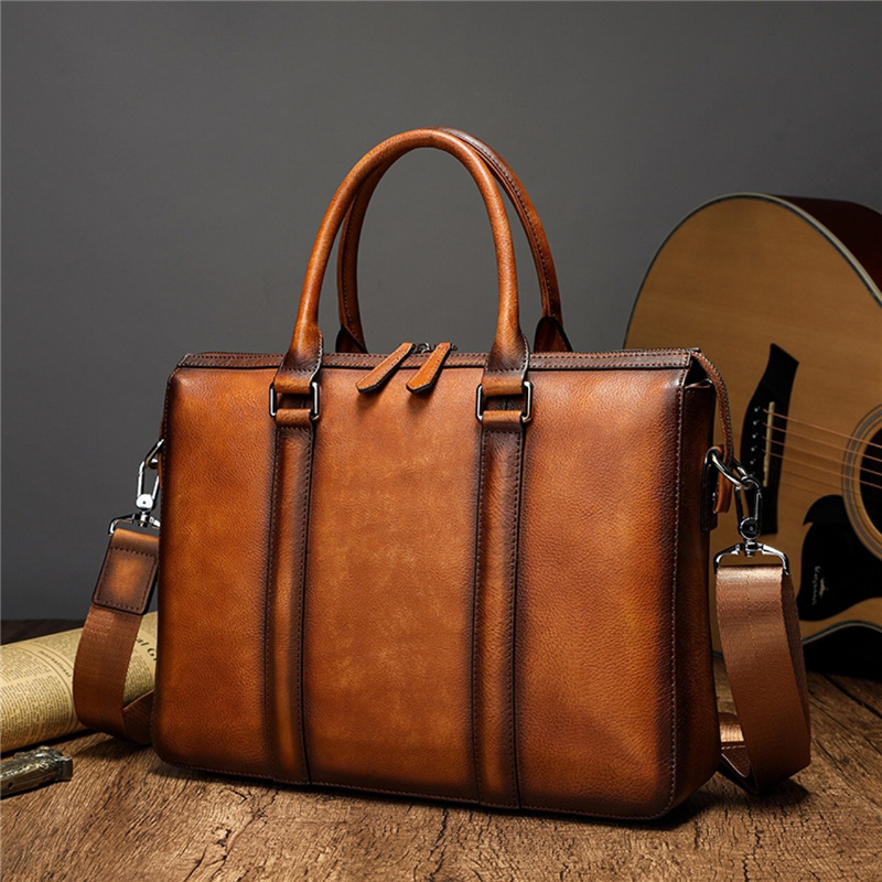 YETTIES Business Top Grain Lea - Leather Briefcase ulasan dan harga