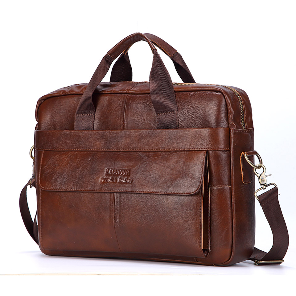 Men Genuine Leather Handbag Fa - Leather Briefcase ulasan dan harga
