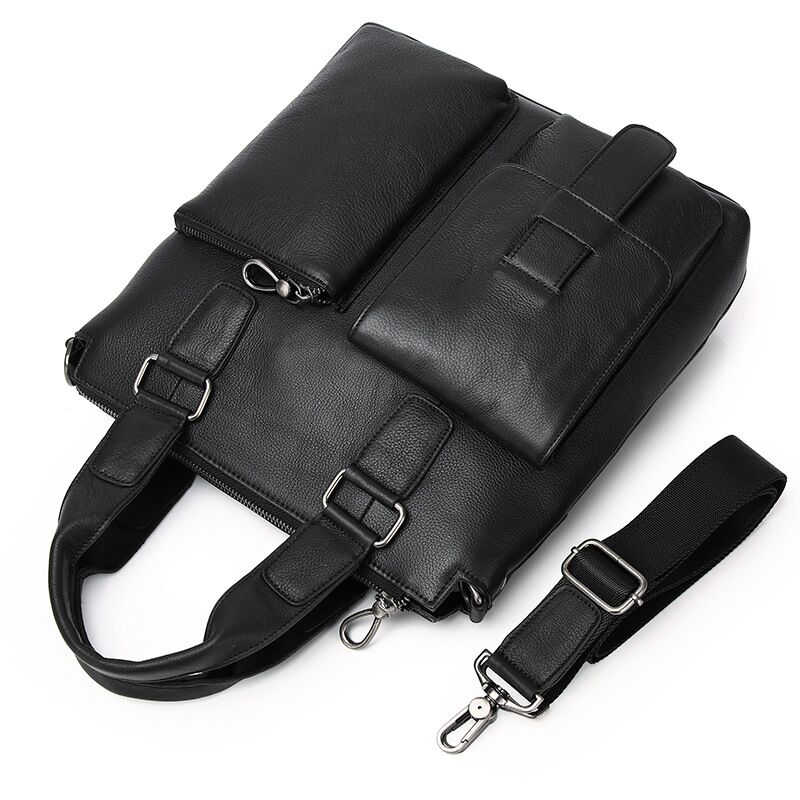 Men Vertical Handbag Male Genu - Leather Briefcase ulasan dan harga