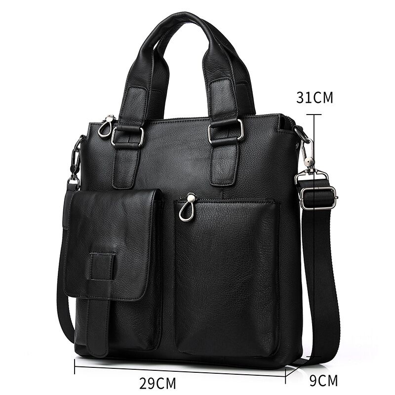 Men Vertical Handbag Male Genu - Leather Briefcase ulasan dan harga