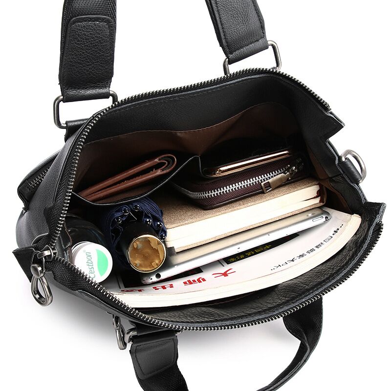 Men Vertical Handbag Male Genu - Leather Briefcase ulasan dan harga