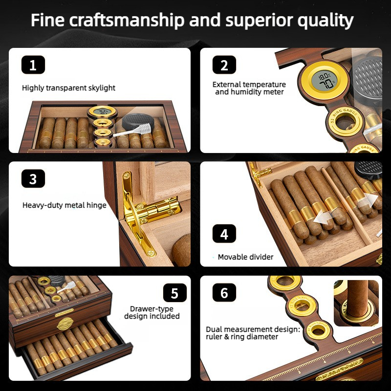 Luxury Wooden Cigar Humidor Bo - Luxury Gift Set ulasan dan harga