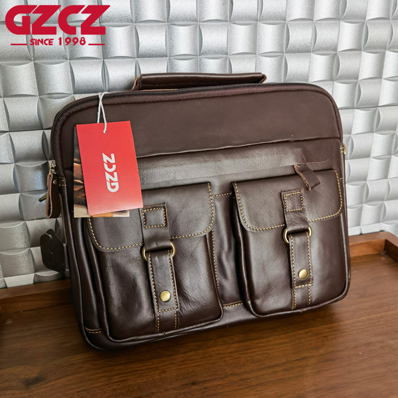 GZCZ Men's Handbag Leisure Bus - Leather Briefcase ulasan dan harga