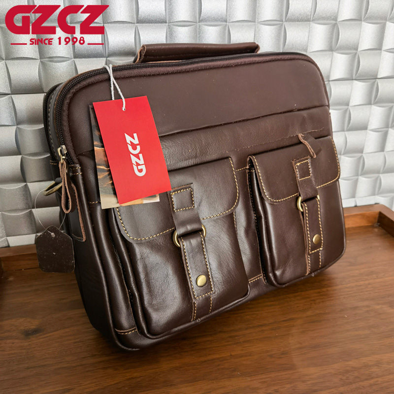 GZCZ Men's Handbag Leisure Bus - Leather Briefcase ulasan dan harga