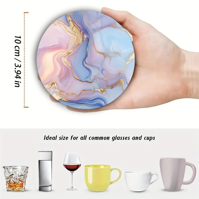 4 Pieces of Marble Pattern Pri - Marble Coaster Set ulasan dan harga