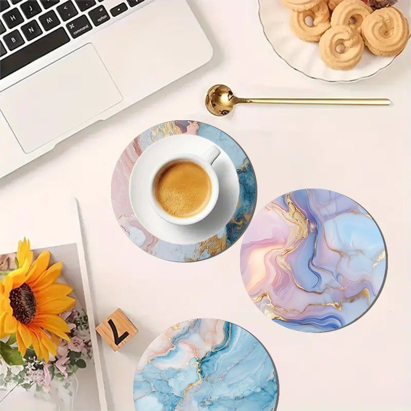 4 Pieces of Marble Pattern Pri - Marble Coaster Set ulasan dan harga