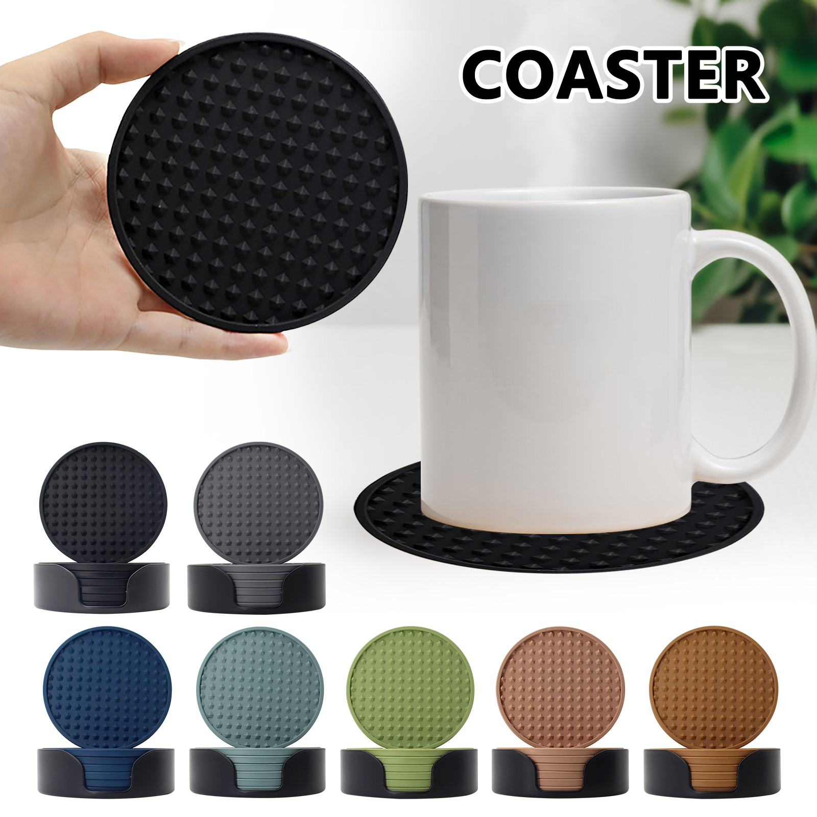6pcs Non-Slip Silicone Drinkin - Marble Coaster Set ulasan dan harga