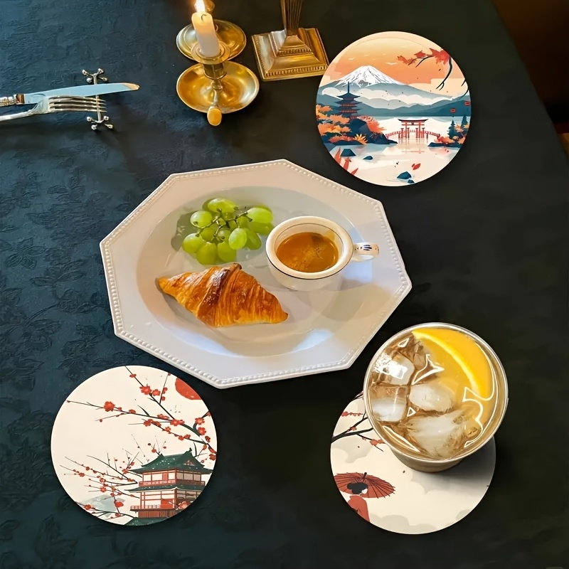 4/6pcs Wooden Coasters Featuri - Marble Coaster Set ulasan dan harga