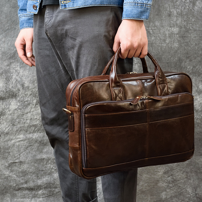 Luxury Genuine Leather Handbag - Leather Briefcase ulasan dan harga