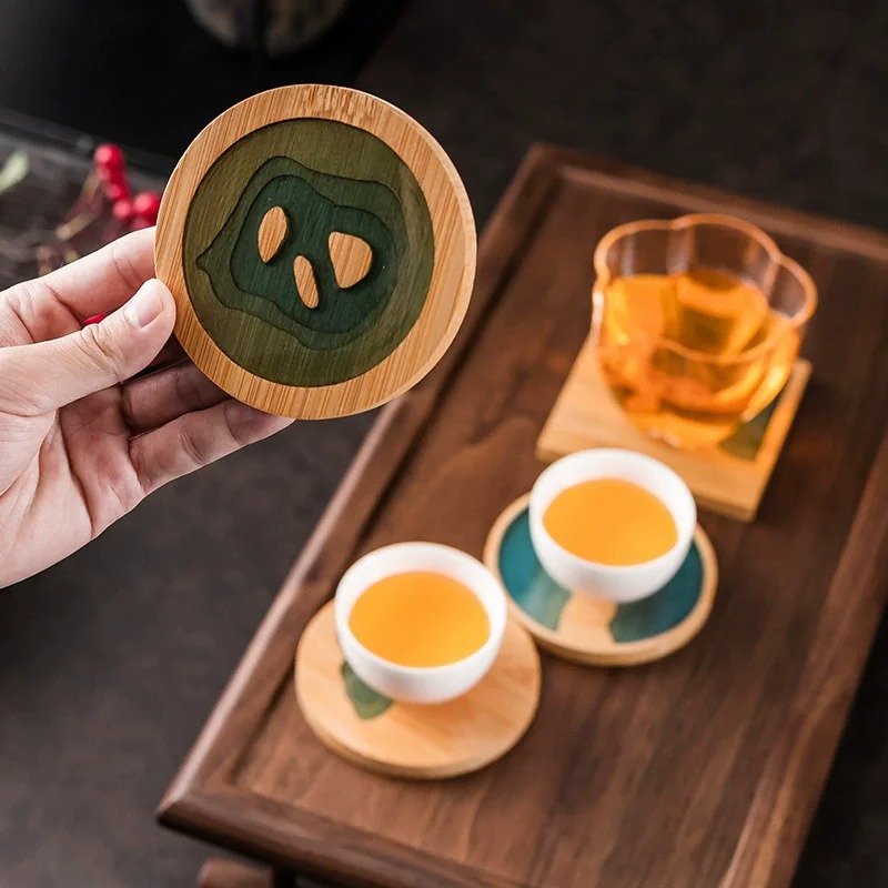Creative Bamboo Resin Creative - Marble Coaster Set ulasan dan harga