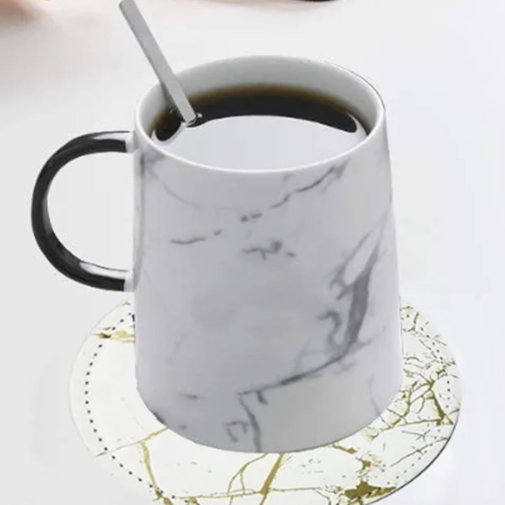 7Pcs Coaster Set PU Leather Co - Marble Coaster Set ulasan dan harga