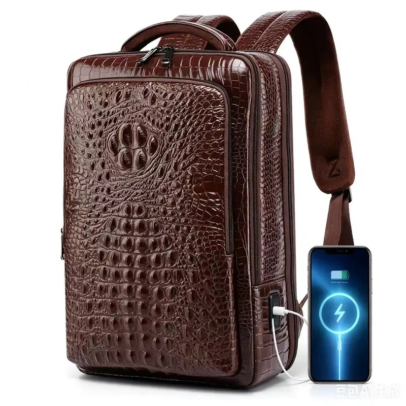New Men's Crocodile Patterned  - Leather Briefcase ulasan dan harga