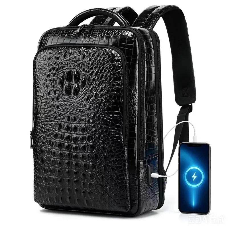 New Men's Crocodile Patterned  - Leather Briefcase ulasan dan harga