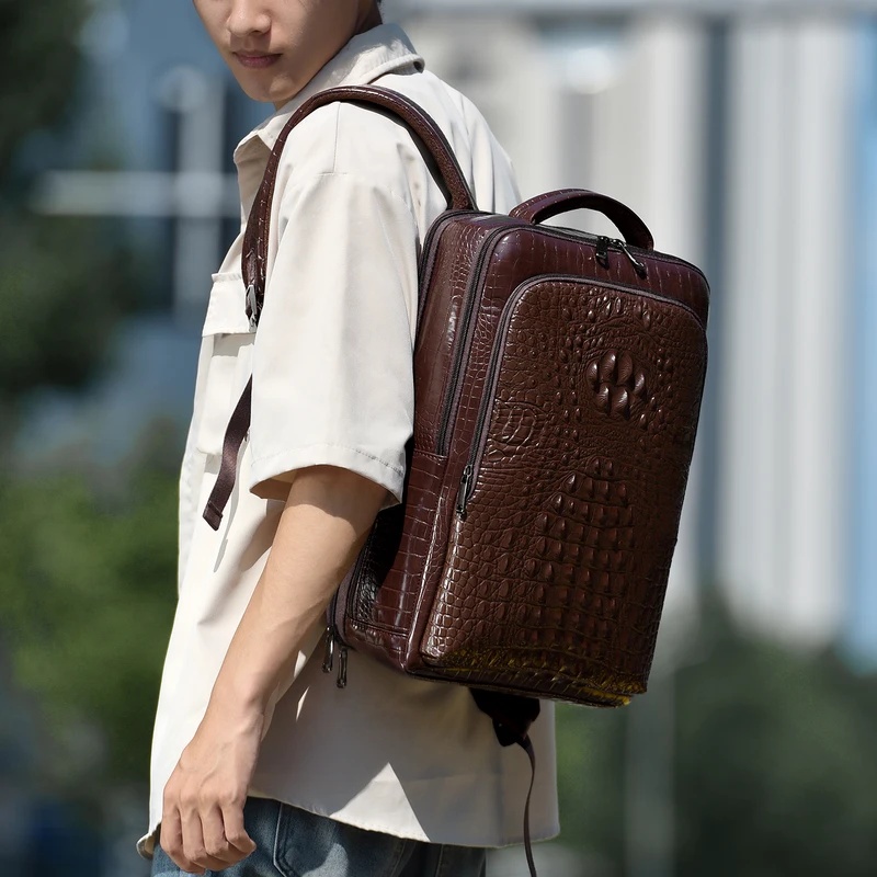 New Men's Crocodile Patterned  - Leather Briefcase ulasan dan harga
