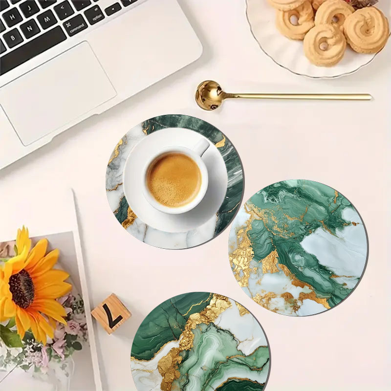4 Pieces of Marble Pattern Pri - Marble Coaster Set ulasan dan harga