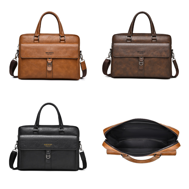 Vintage Dark Brown PU Leather  - Leather Briefcase ulasan dan harga