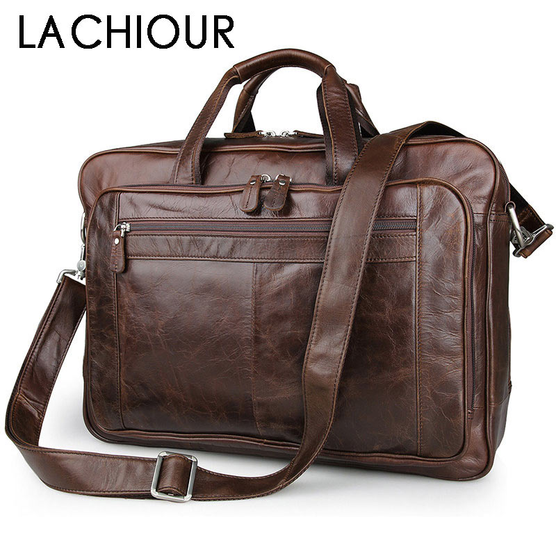 LACHIOUR Genuine Leather Men B - Leather Briefcase ulasan dan harga