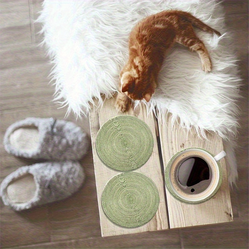 6pcs 4in Round Retro Green Gro - Marble Coaster Set ulasan dan harga